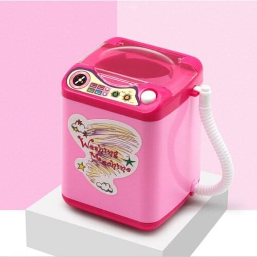 Mini Makeup Brush Cleaning Electric Blue Washing Machine Toys Pretend Play Kids Toys Children Housekeeping Toys New Year Gift