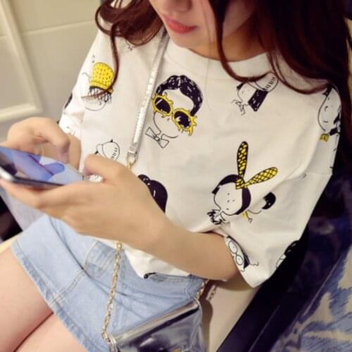 Korean Style Womens Fashion Harajuku Cartoon T Shirt Summer Short Sleeve T-Shirt Womens Tshirts Casual Tumblr Girl Teeshirt