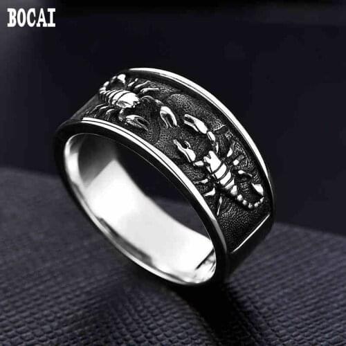 925 silver king scorpion male han edition XueShengChao domineering personality retro mens ring ring joker lettering