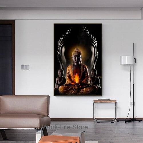 God Buddha Wall Art Prints Buddha Statue Canvas Painting Buddhism Wall Pictures For Living Room Religious Posters Wall Decor