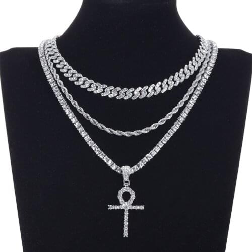 Jewelry 2021 New Silver Cross Pendant Chain mens tennis Chain Cross Pendant Necklace Chain womens neck wholesale