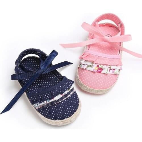 Newborn Baby Girl Toddler Baby Foot Color Print First Pedestrian Cotton Little Girl Dot Bow Toddler Shoes