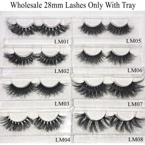 Wholeasle 28mm False Eye Lashes No Box Handmade Thick False Eyelashes Extension Sexy Makeup Dramatic Exact Length Mink Eyelashes