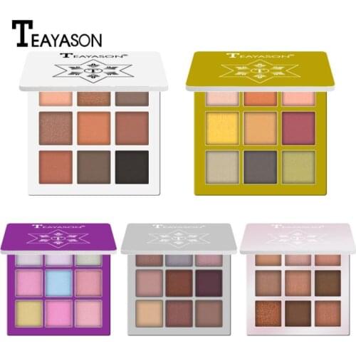 9 Color Eyeshadow Palette Earth Color Pearlescent Matte Eye Shadow Diamond Glitter Pigmented Eye Shadow TSLM1