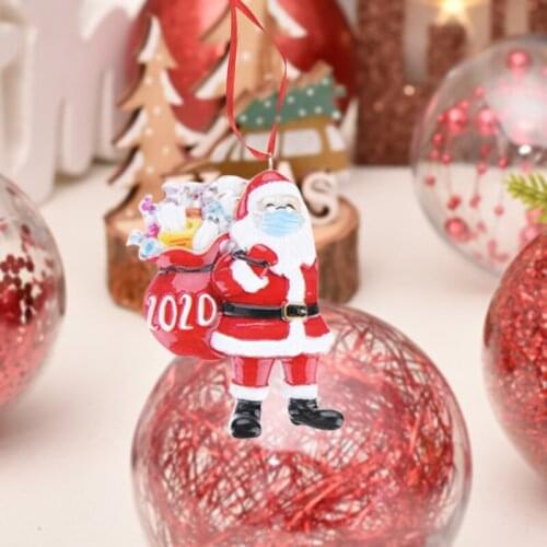 2020 new sale Christmas Ornament Santa Claus Wearing Mask Decor Xmas Holiday Hanging Pendants