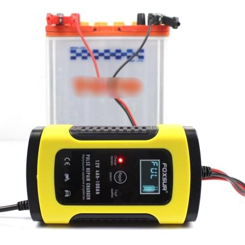 Full Automatic Car Battery Charger 110V-220V To 12V 5A Intelligent Fast Power Charging Wet Dry Lead Acid Digital LCD Display