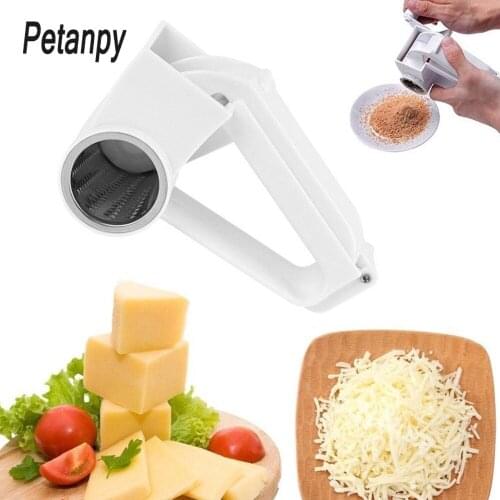 Hand Rotating Plastic Cheese Ginger Grater Rotary Ginger Slicer Grater Cutter for Chocolate with Stainless Steel Drum