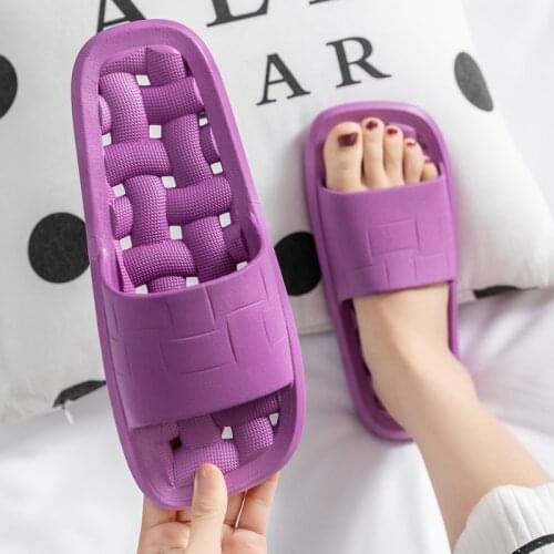 Women Slides Waterproof Leaking Shower Slippers Square Toe Waffle Pattern Massage House Flat Flip Flops Unisex Mens Slippers
