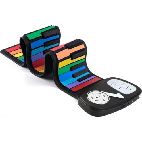 Po49 Keys Silicone Roll-Up Piano Electronic Organ Portable Keyboard Piano USB 3.5mm Jack Built-in Speaker for Children Beginners