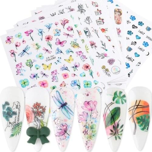 New manicure 3D adhesive stickers spring and summer natural flowers simulation dried flowers color nail decals