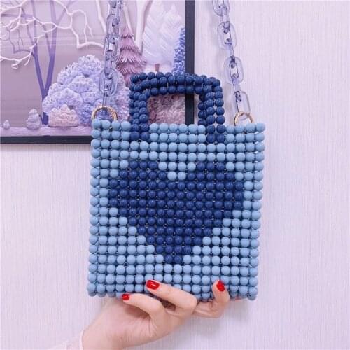 Wonderlife hand-crafted bead bag weave bag diy material bag womens ins hundred net red one-shoulder sloping bag homemade gifts