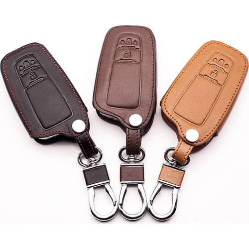 Top layer leather Genuine Leather car key caseKeyboard cover for Toyota CHR C-HR 2017 Prius 2 buttons car keys accessories