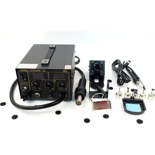 YIHUA 968DA+ Electronic Cell Phone 3 In1 Soldering Hot Air Repair Rework Station With Digital SMD Soldering Iron 110V/220V