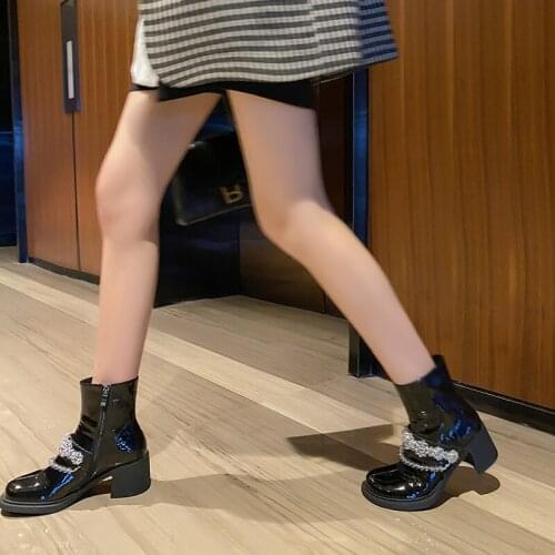 QZYERAI 2021 British Style Winter Shoes Women Modern Boots Genuine Leather Handmade Fashion Ankle Platform Boots