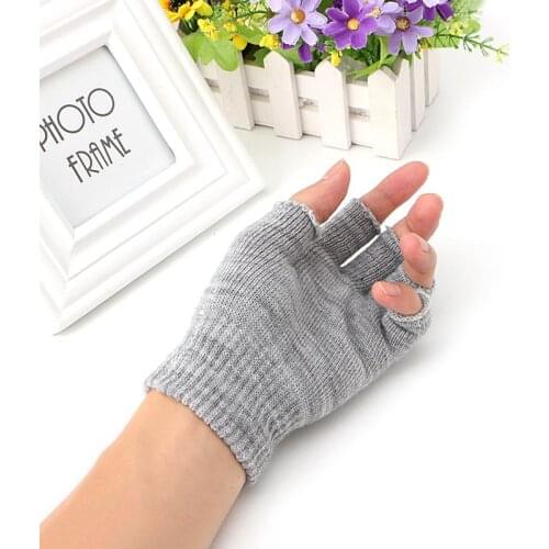 Fingerless Gloves Woman Winter Knitted Pair 1 Stretch Half Finger Elastic Soft Warm