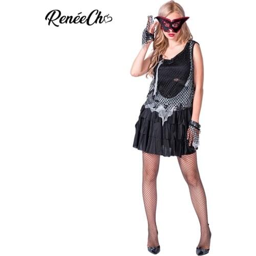 Halloween Costume For Women Rock Out Zombie Costume Lady Mesh Dress Arm Ties Tight 3 pieces Set Women Vampire Costume 2018