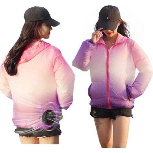 Woman Summer Sport Fan Air Condition Clothes women Travel Ultralight Outdoor Vest Clothes Jacket Sun Windbreaker Fishing