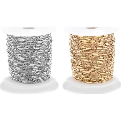 1M/Lot Width 1.5mm Stainless Steel Gold Satellite Cable Link with Pipe Chain Necklace For DIY Jewelry Making Findings Wholesale