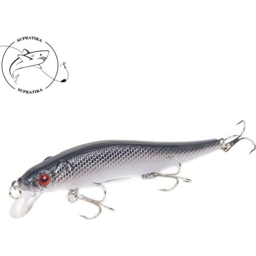 1Piece 115mm 15g Fishing Lure Artificial Plastic Lifelike Minnow Hard Bait With 3 Treble Hooks For Ocean River Fish Tackle