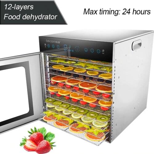 12-layers Food dehydrator Commercial/home dual-use food dryer Stainless steel fruit vegetable drying machine 220V/50HZ 1000W 1PC