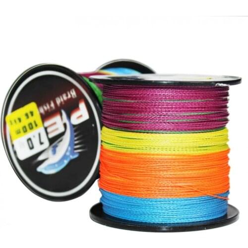 100M Multicolor Fishing Line 22-82LB 4 Strands Weaves PE Braided Multifilament Fishing Rope Fishing Line