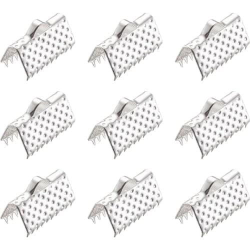 100pcs Crimp Ends Caps Iron Ribbon Leather Clip Clasps Cord for Necklace Bracelet Connector Jewelry DIY Making Supplies