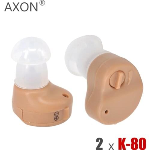 2 x K-80 Invisible Hearing Aids Adjustable Ear Sound Amplifier Volume Tone Listen Hearing Assistance Aid Kit for the Elderly