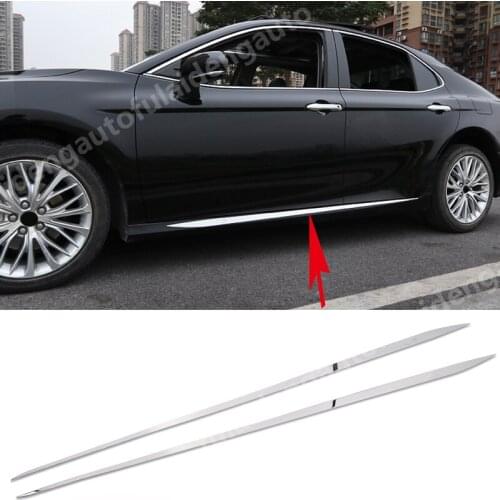 2pcs stainless steel Side Skirt Body Guard Molding Trim Cover For Toyota Camry 2018-2020 Car Accessories