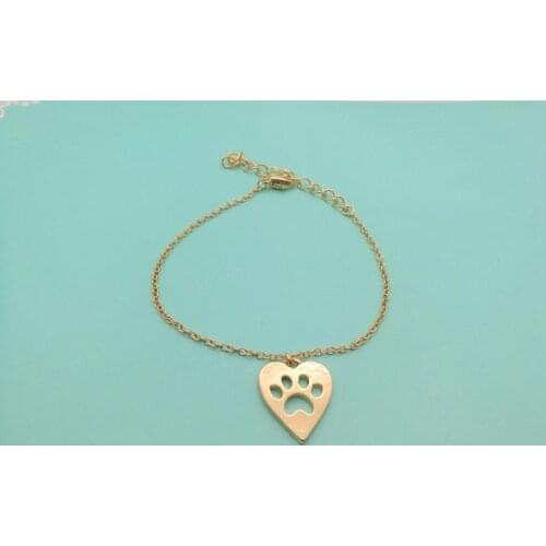 30PCS Cute Pet Memorial Puppy Bear Cat Dog Heart Paw Bracelet Love Heart and Paw Bracelet Animal Palm Mark Print Bracelets