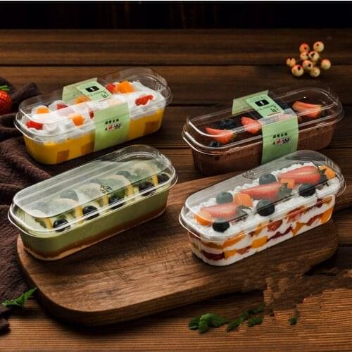 50pcs High quality square transparent ice cream cake plastic cup creative fruit salad dessert takeaway packaging cup with lid