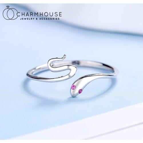 925 Silver Finger Rings For Women Zircon Snake Ring Adjustable Anillo Bague Femme 2021 Personality Jewelry Accesories Best Gifts