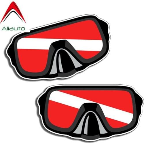 Aliauto 2 X Car Sticker Scuba Diver Down Glasses Decoration PVC Decal Waterproof for Mazda Cx 5 Gti Vw Golf 5 Nissan,13cm*7cm