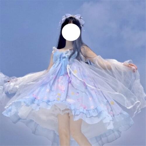 Anime Cosplay Costumes Lolita Sets Jellyfish Printed Women Halloween Girls Medieval Dresses Holiday Party Maid Vintage Trendy