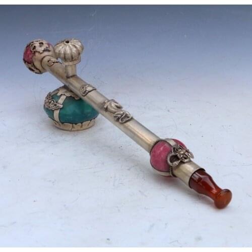 China Paquete de plata de Tíbet turquesa larga tubería de adornos regalos