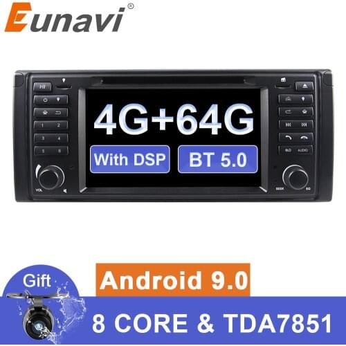 Eunavi 1 din Android 9 Car DVD For BMW E39 1996-2003 E53 X5 GPS Multimedia Radio Stereo player DSP WIFI 4GB 64GB headunit 8 core