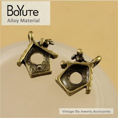 BoYuTe (100 Pieces/Lot) 15*13MM Vintage Metal Accessories Antique Bronze Plated Zinc Alloy Bird Nest Charms for Jewelry Making