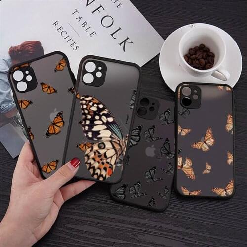 Cute Butterfly Phone Case For iphone 12 11 8 7 plus mini x xs xr pro max matte transparent cover