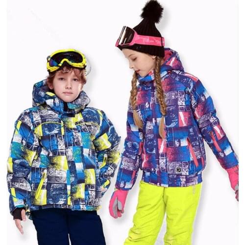 Children Winter Skiing Snowboard Suit Waterproof Skiing Jackets Boys Girls Pants Kids Hooded Fleece Inside Ski Clothings Teens