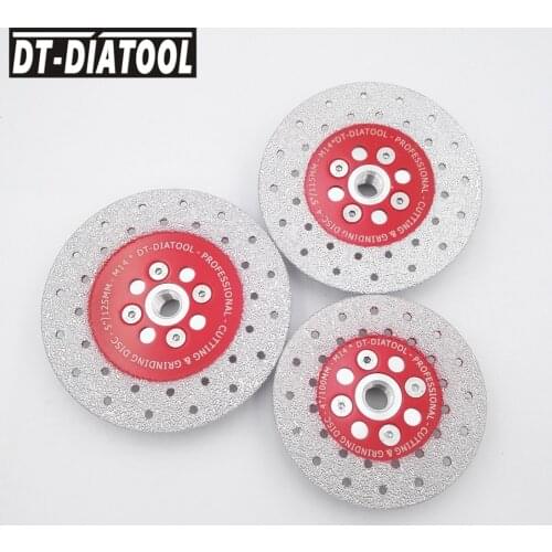 DT-DIATOOL 1pc Dia 100/115/125mm Double Side Coated Diamond Cutting Disc Grinding Wheel for Marble Granite Angle Grinder M14