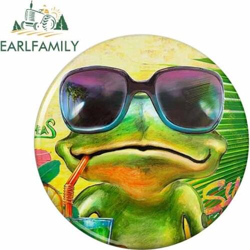 EARLFAMILY 13cm x 13cm for Frog Motorcycle Car Stickers DIY Fine Round Decal Vinyl Material Laptop Skateboard Graphics