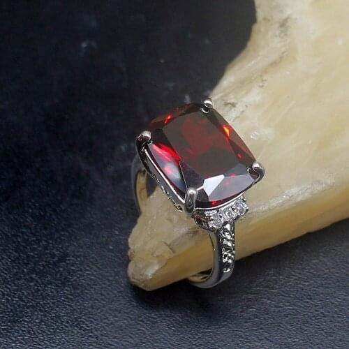 Gemstonefactory Jewelry Big Promotion Single Unique 925 Silver Amazing Red Garnet Women Men Gifts Band Rings 8# 20212837