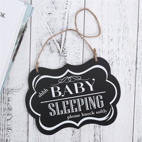 Hot Sale BABY SLEEPING Please Knock Softly Baby Sleeping Door Sign Wood Hanging Plaques Decorative Sign Home Door Decoration