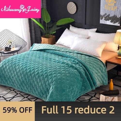 Crystal fleece blanket sheet ab version to keep warm solid color bed cover thick fleece blanket single double bed in winter