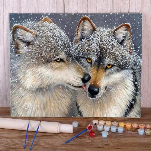Snow Wolf DIY Painting By Numbers Package Acrylic Paints 40*50 Canvas Painting Decorative Paintings Crafts Adults Handicraft