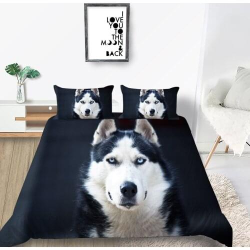 King Size Bedding Set Husky Handsome Simple Cool 3D Duvet Cover Dog Queen Twin Full Single Double Unique Design Bed Set