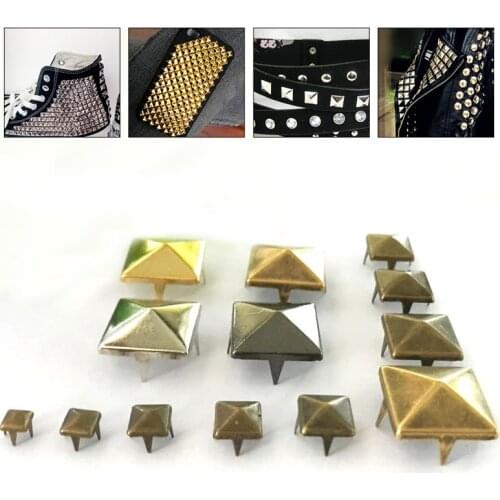 50PCS Square Rivets Leather Studs DIY Decoration Spikes Rivets For Leather Garment Sewing Rivet Punk Accessories Rivet Tool