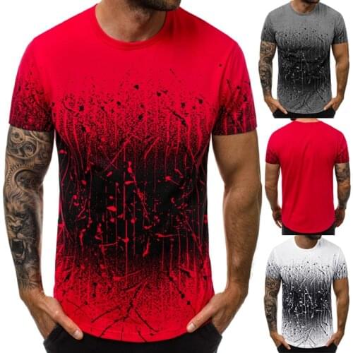 European and American summer mens round collar slim gradual printed short-sleeved t-shirt Casual blouse tee