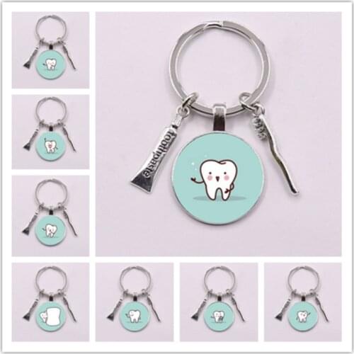 Hot/ New Dentist Dental Glass Keychain Dental Assistant Gift Dental Care Keychain