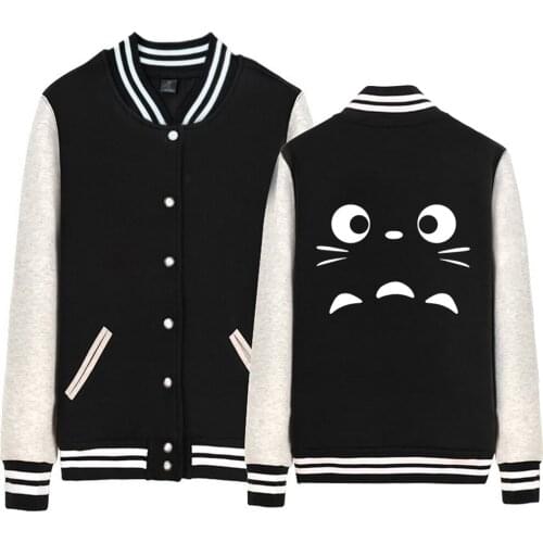 Man Jacket Boy Coat Big Totoro Eyes Whiskers Arrows King of the Forest Single Breasted Baseball Fleece Autumn Winter ZIIART