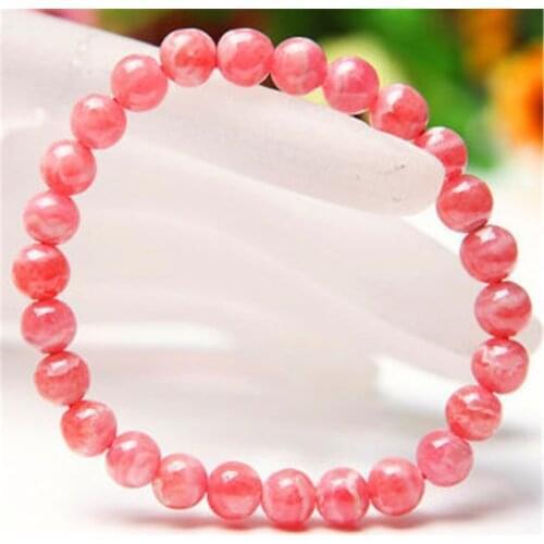 7mm Natural Rose Rhodochrosite Argentina Round Beads Woman Gemstone Bracelet Fashion New styleAAAAA